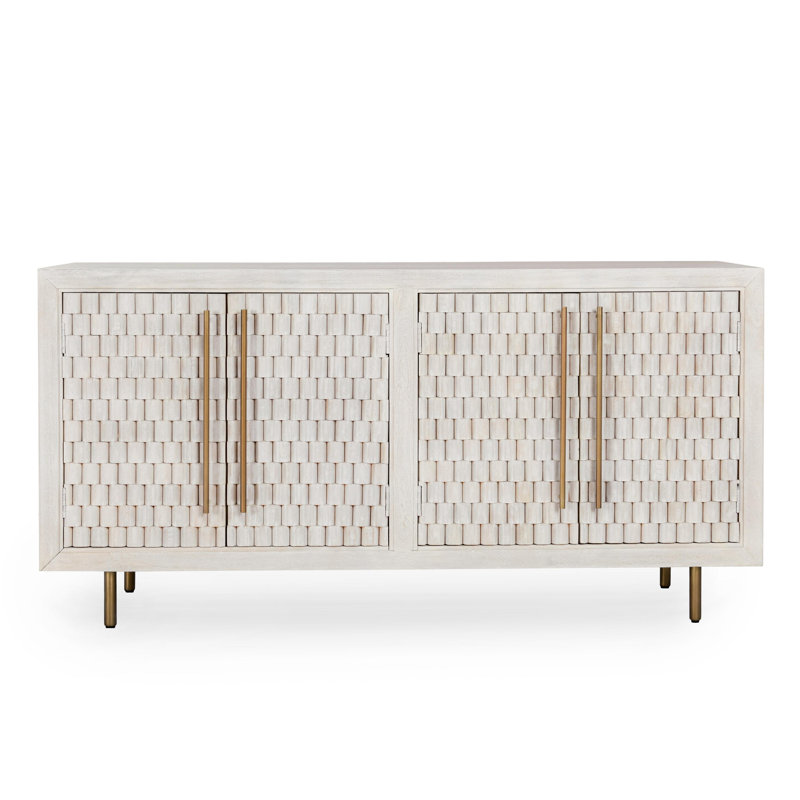 Abshire 76 in. W Solid Wood Sideboard, White Wash