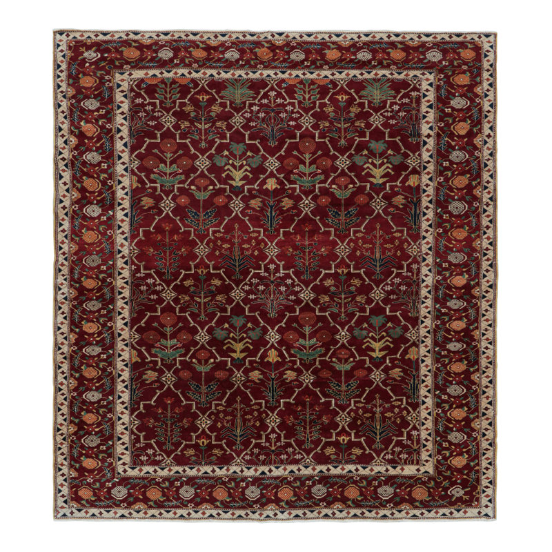 Rug & Kilim’S Modern Agra Rug In Red With Colorful Floral Patterns
