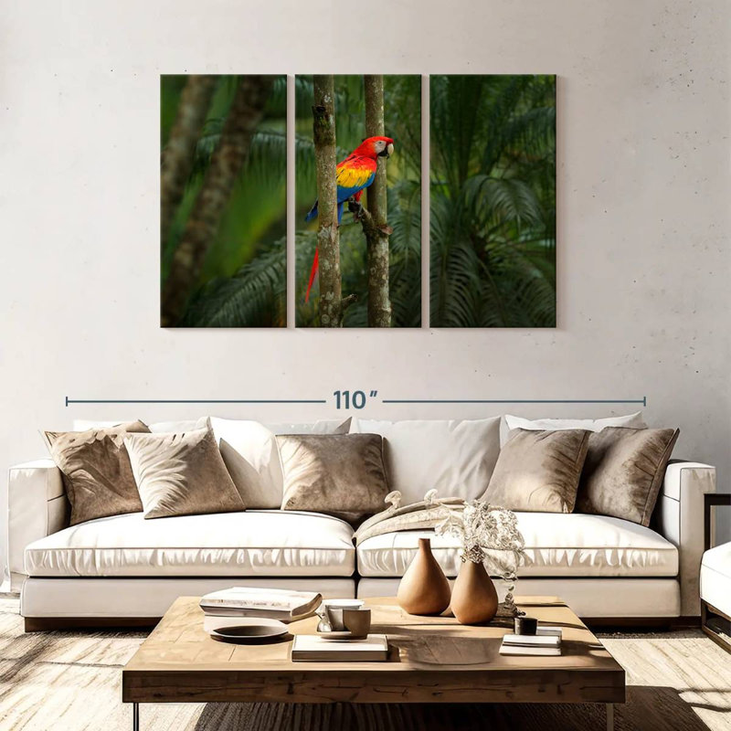 Brampt Wild Scarlet Macaw, 48" H x 74" W