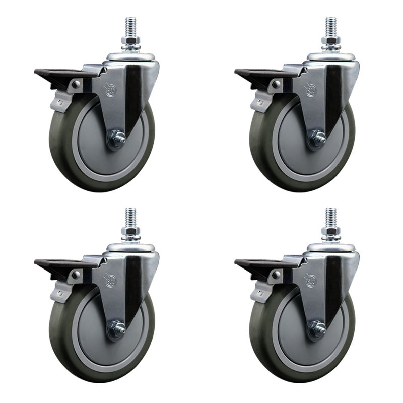Polyurethane 10MM Threaded Stem Caster with Brake