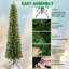 Arbre de Noël mince avec lumières à DEL blanc chaud préinstallées et base stable