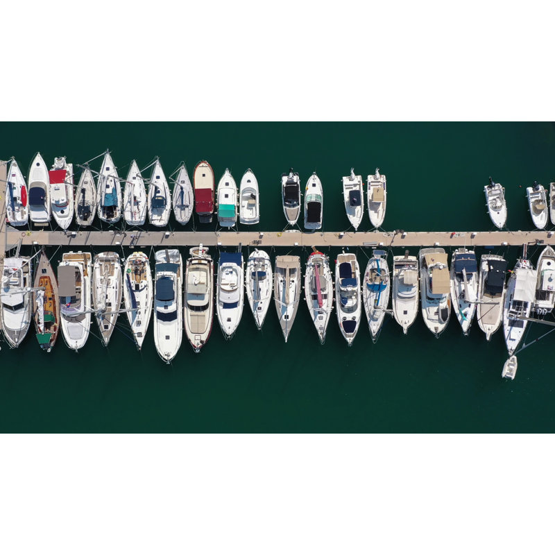 " More Boats In A Row From Above, Dock, Mooring ", 24" H x 48" W x 1.5" D