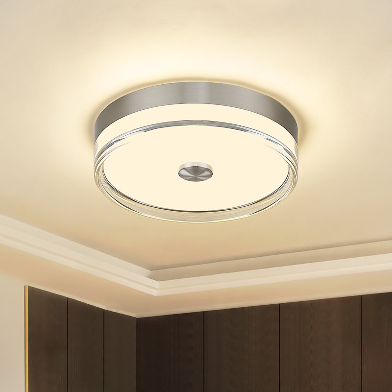 11.8 Inch Dimmable LED Flush Mount 5 Colors Temperatures Switch, Brushed Nickel