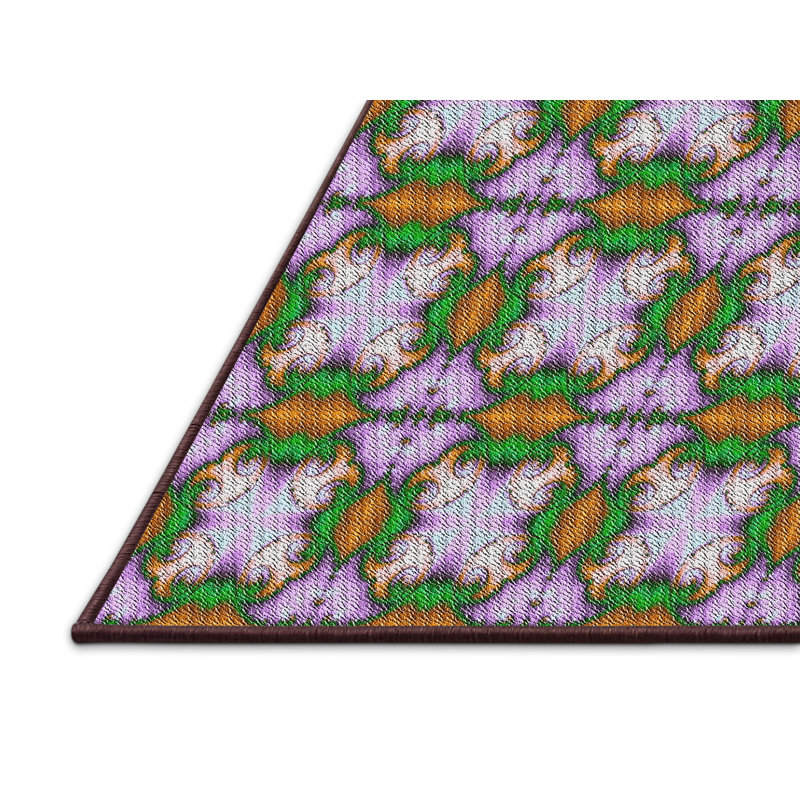 Vert à motif/Tapis décoratif rose, Rectangle 5 pi x 7 pi