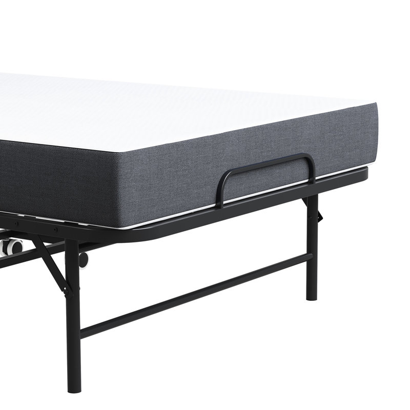 Lit pliant simple 75 po x 38 po avec matelas en mousse à mémoire de forme - portable et pliable pour les invités, structure en métal de 3,7 po, bureau, 38 po, pliable