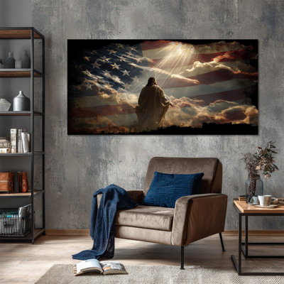 Patriotic Wall Art, American Flag Wall Art, 4th of July Wall Decor, Patriotic Canvas Wall Art for Living Room, American Flag Picture, Gift for Veterans 16" × 32"