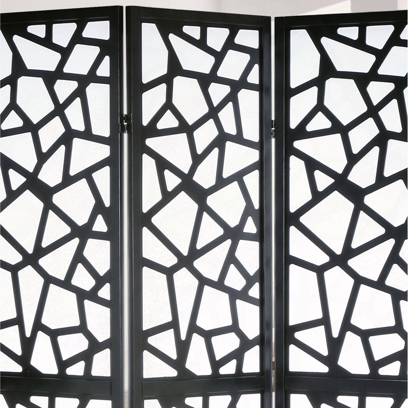 Paravent à 4 panneaux Giyano, noir, Black