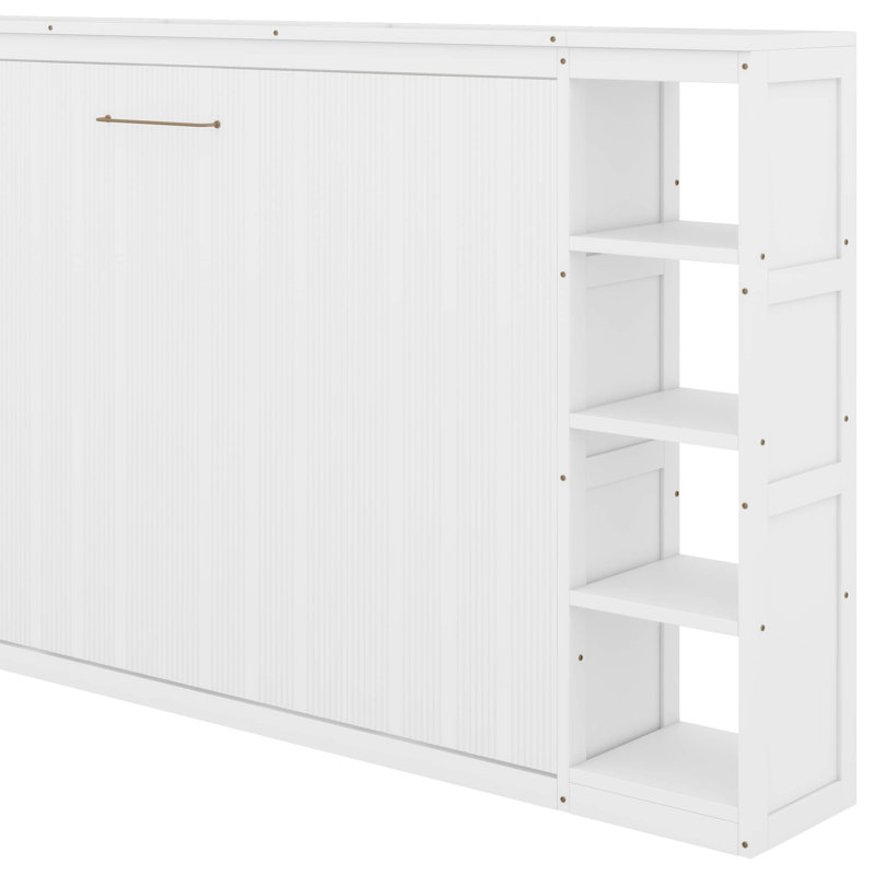 Lit escamotable double avec bibliothèque, White