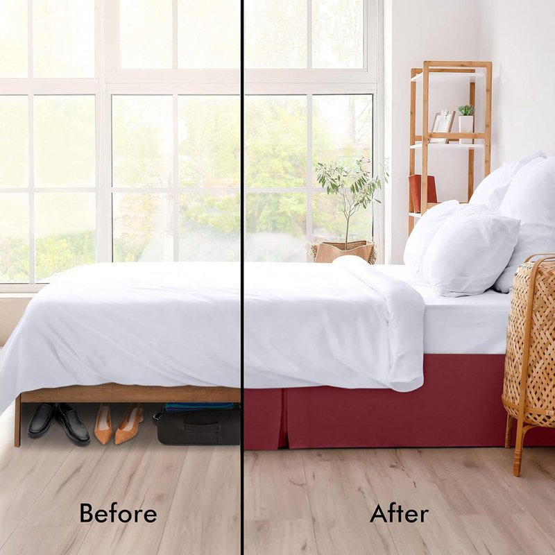 Queen Bed Skirt - Soft Quadruple Pleated Ruffle - Easy Fit With  Tailored Drop - Hotel Quality, Shrinkage And Fade Resistant