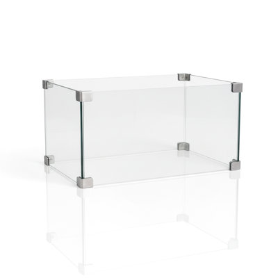 30" Square Glass For Fire Pit Burners, Tempered Structure, Wind Protection Regular Flame, Contemporary - Looked Transparent Design To Adorn Decor, Effortless Install And Take Out, 18 In Depth, 4