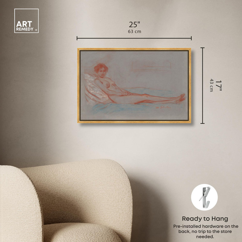 Toile inclinable 1910 par Art Remedy, H 17,5 po x l 25,5 po x P 1,2 po, Cadre flottant doré