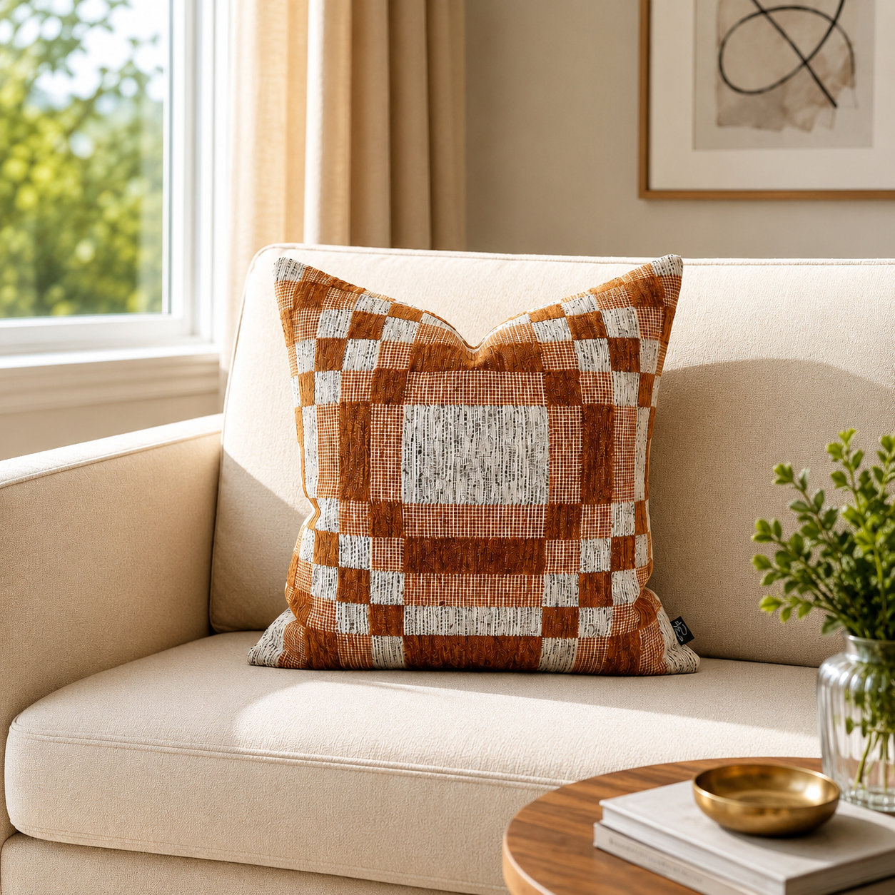 Langdon Shapes Throw Pillow, Mustard, 20''H x 20'' W