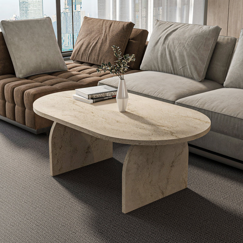 Mono 120 Cm Oval-Cut Coffee Table, Cream