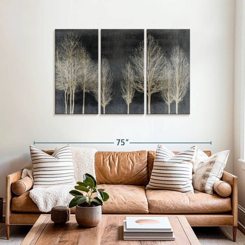 Harnek Trees On Dark Gray, 36" H x 57" W
