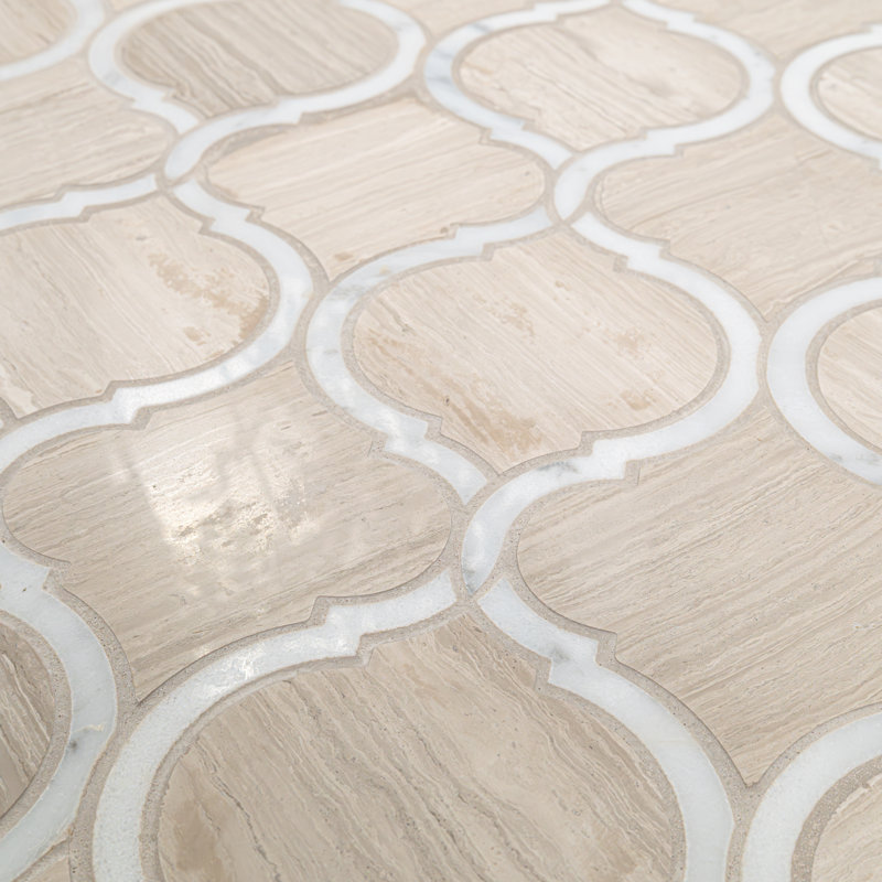 Tivoli Sand Lantern 11 in. x 13 in. Polished Marble Mosaic Floor and Wall Tile
