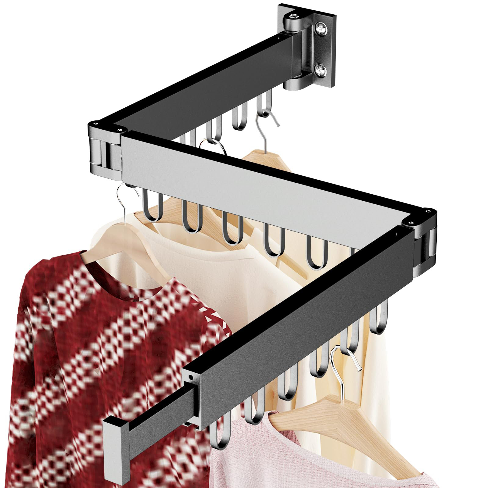 Brayden Studio® Clothes Drying Rack Wall Mounted, Tri-Fold Retractable ...