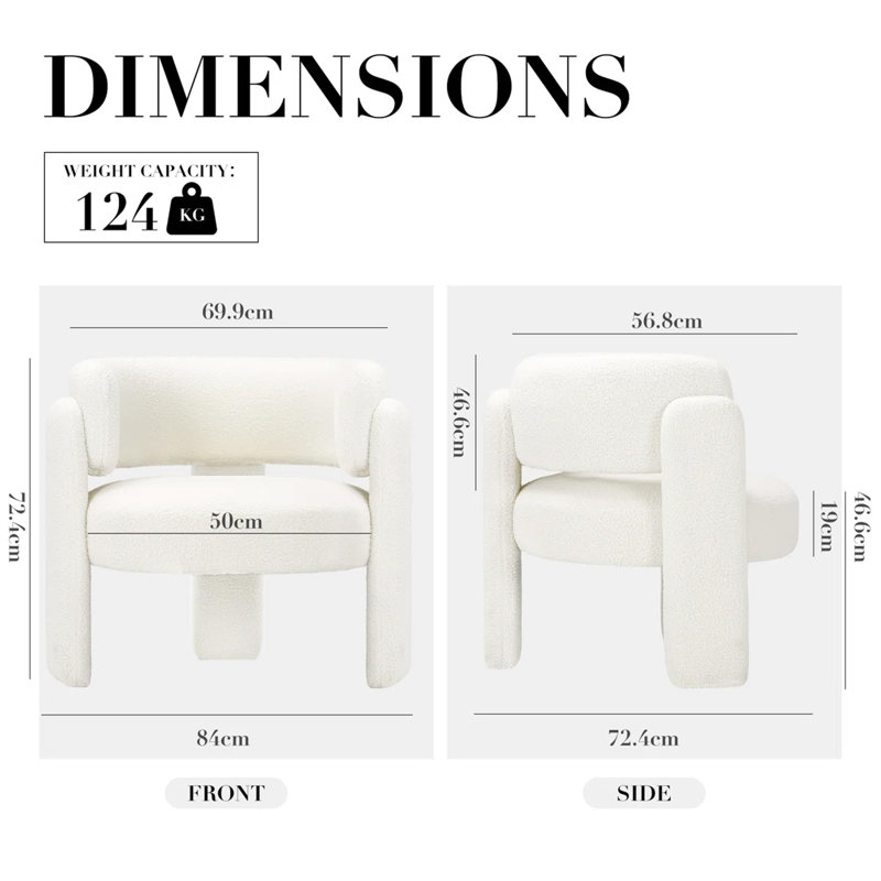 Velvet Upholstered Barrel Armchair, Cream