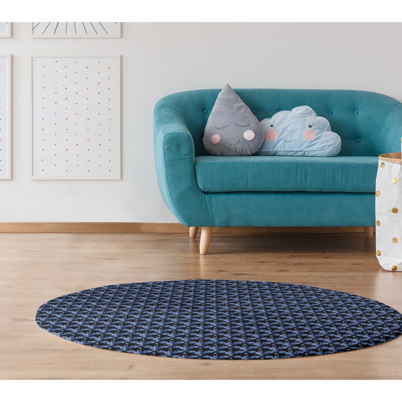 Chenille Toile Indoor Rug, Round 5'