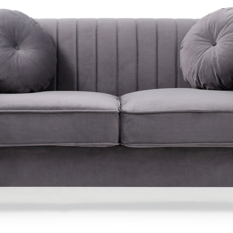 Causeuse chic à accoudoirs inclinés pour deux, design moderne, Gris
