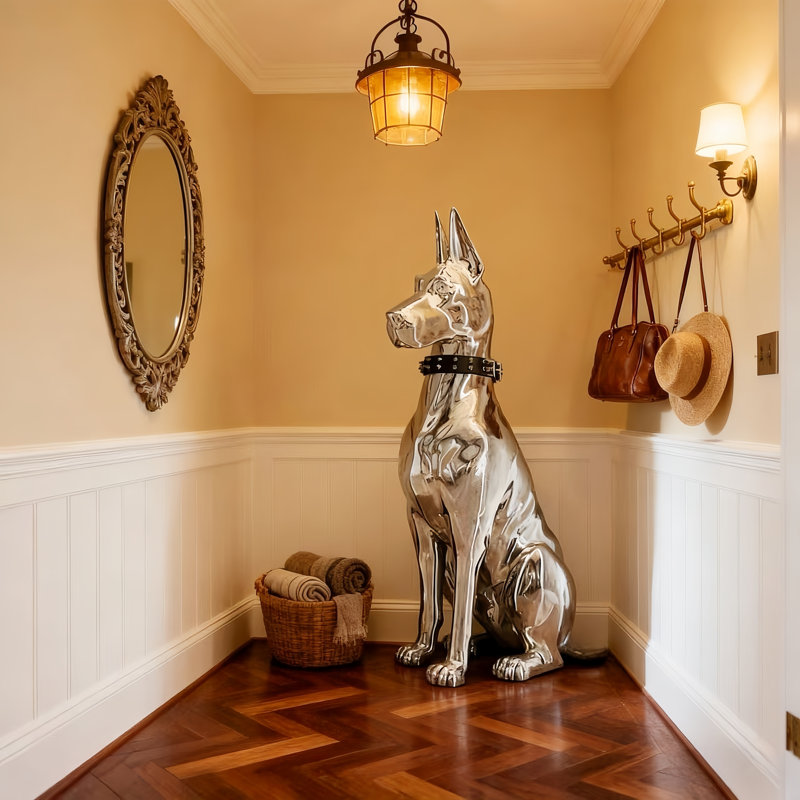 Surface de sculpture 39,5 po pour chien, Argent