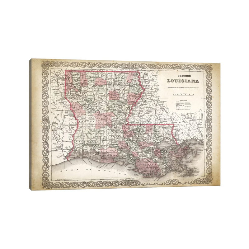 Louisiana Map, 1886 by PatentPrintStore - Wrapped Canvas Print, 30.48 cm H x 45.72 cm W