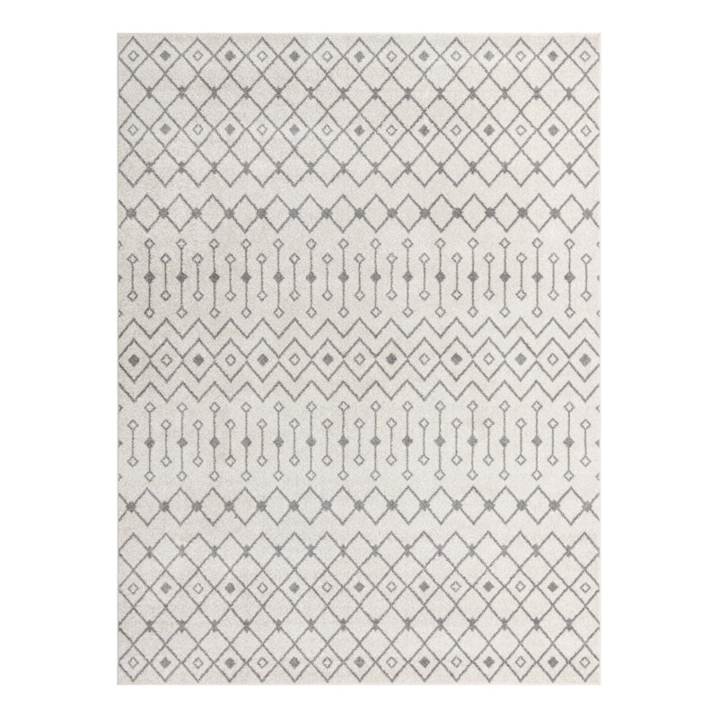 Somerville Geometric Indoor Rug, Rectangle 7'10" x 10', Gray/Ivory