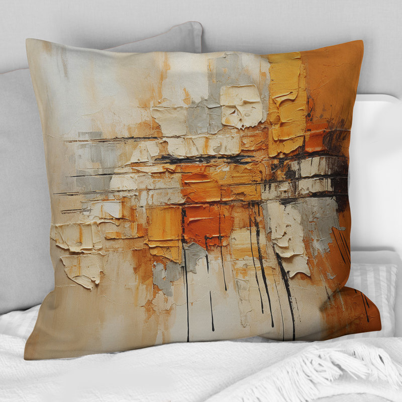 Coussin Orange Impressions III - Abstract Collages