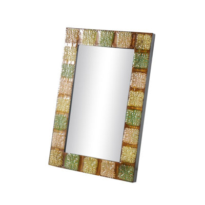 Julchen Metal Floral Multi Colored Wall Mirror with Embossed Metal