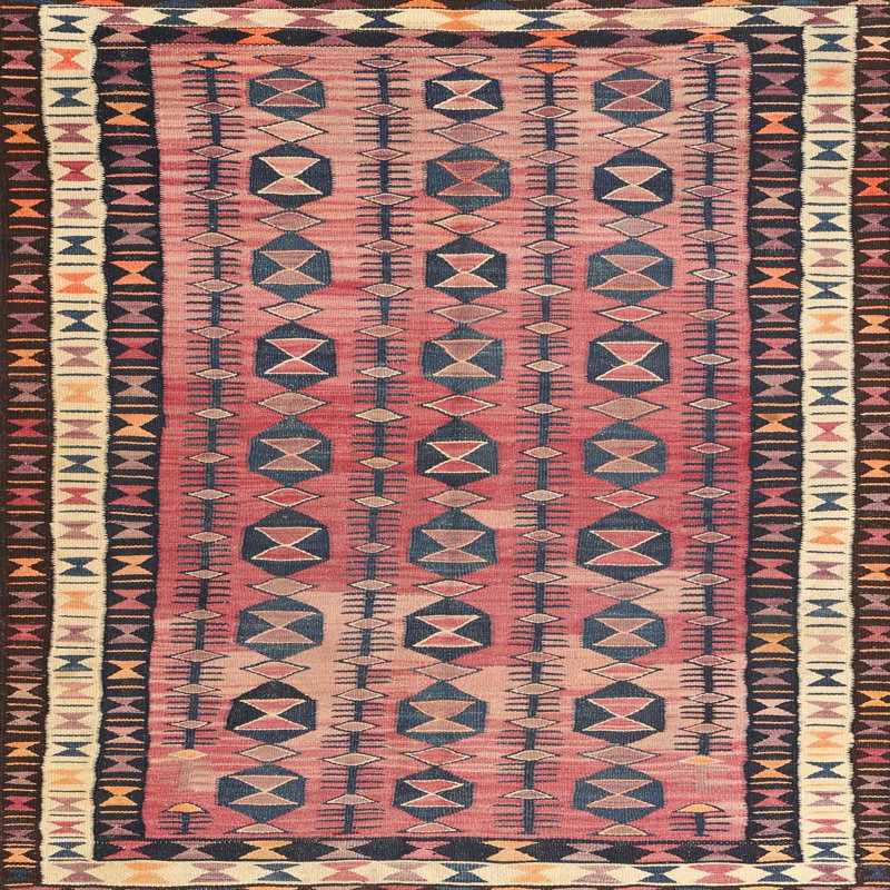 Tapis contemporain brun / beige / noir, Carré 8 pi