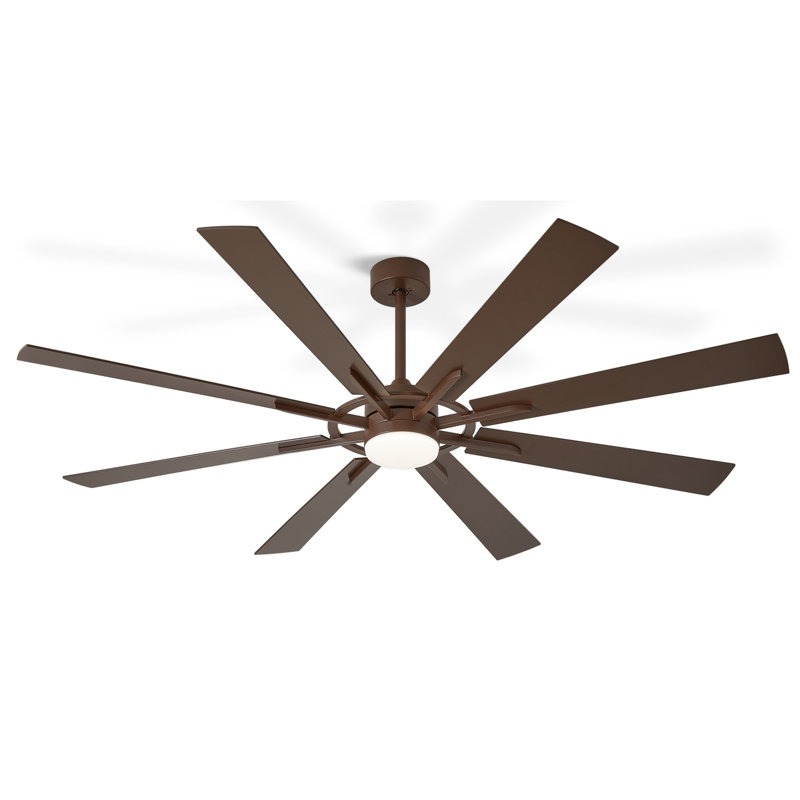 66 inch 8-Blade Ceiling Fan with LED Light Remote App Control Reversible Two-tone Fan Blades Black & Light Wood Grain, 66"