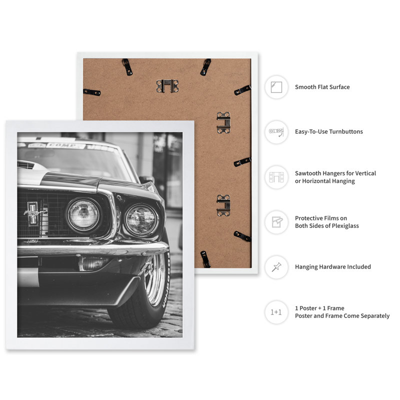 Classic Muscle Car, Poster, White Framed, 08"H x 10"W