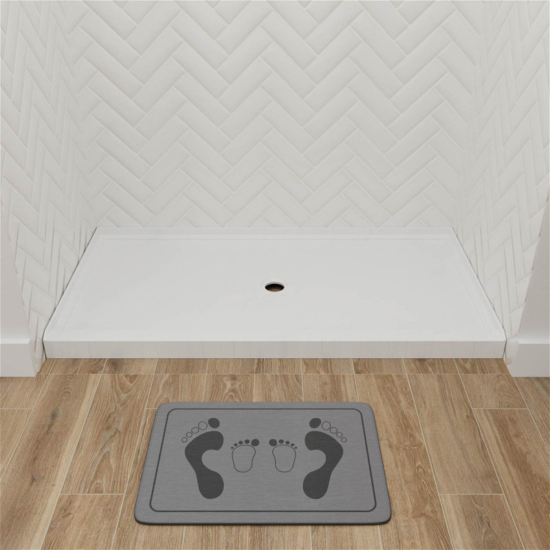 60 po X 36 po Base de bac de douche rectangulaire en alcôve en acrylique avec trou de drain central, Blanc