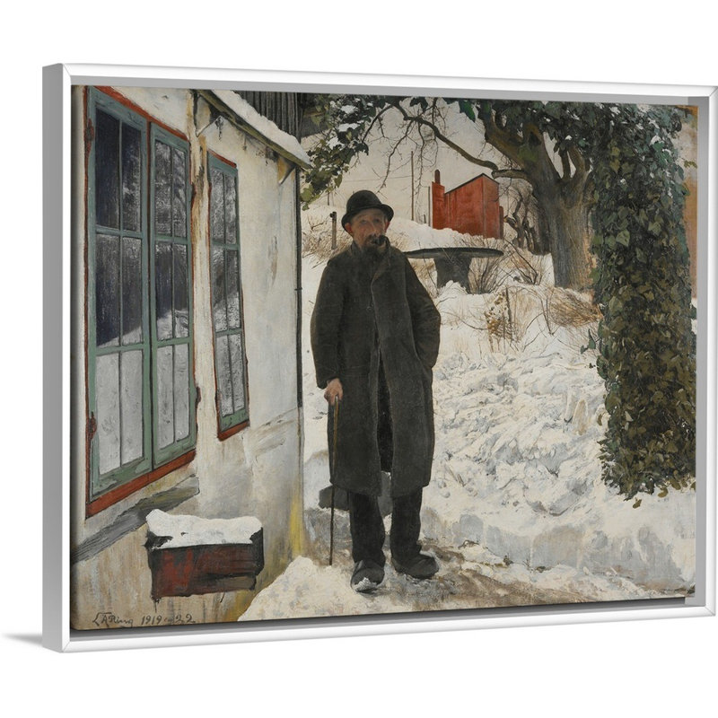 "At the Old House" par Laurits Andersen, reproduction d’art sur toile, Cadre blanc, H 13 po x l 16 po x P 1,75 po