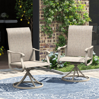Patio Swivel Dining Chair PVC-coated polyester Fabric
