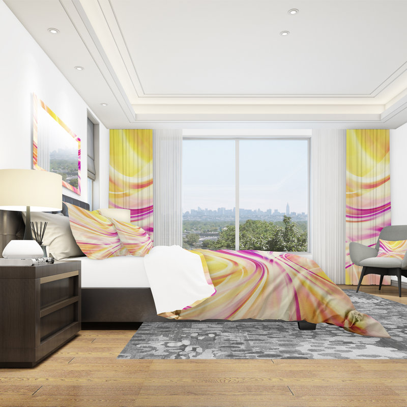 Ensemble de housse de couette moderne et contemporaine en microfibre jaune