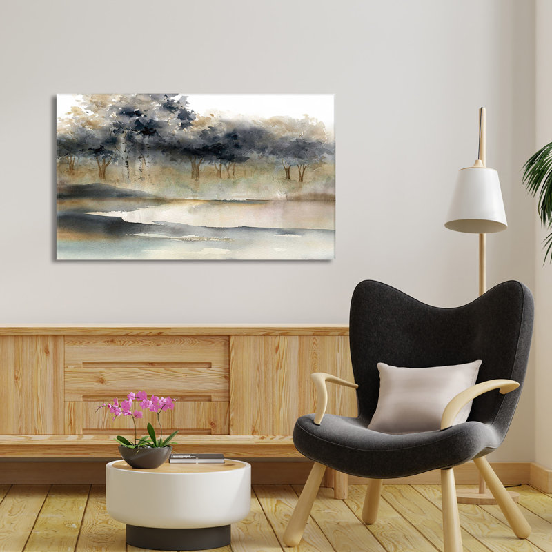 «Silent Waters I» par Carol Robinson - Peinture, L 30 po x H 18 po, Toile tendue
