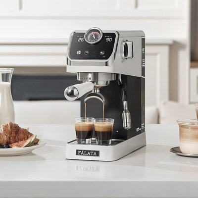 Semi-Automatic Coffee Machine, Espresso & Americano, Hot & Cold Brew with Milk Frother
