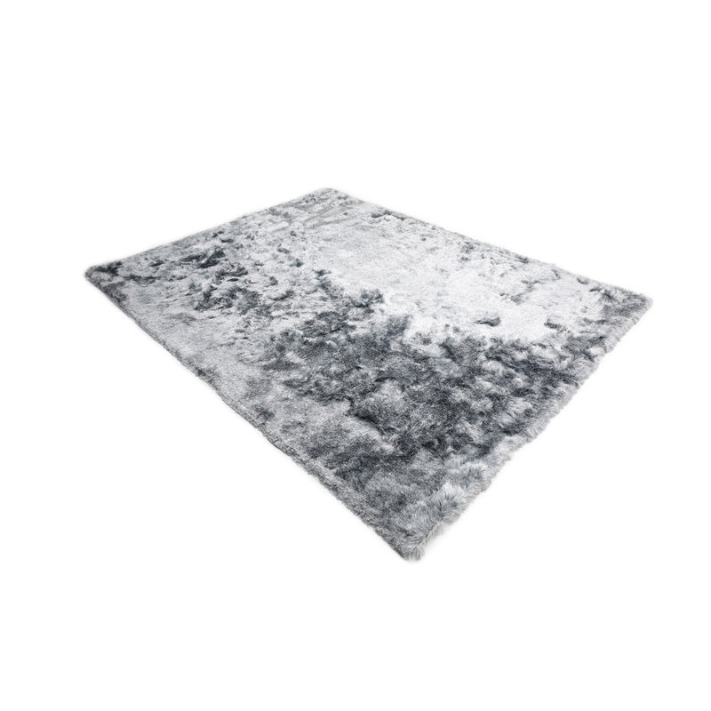 Tapis argenté à poils longs touffeté à la main, null