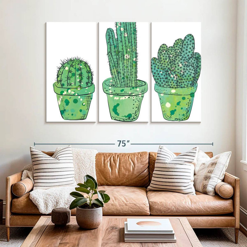 Cacti In Pots, 42" H x 65" W