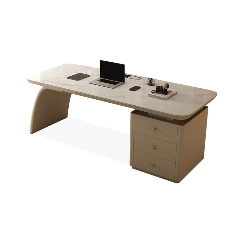 Bureau blanc avec tiroirs en pierre blanche avec tiroirs, Oui, 29.53" H*55.12" W*27.56" D