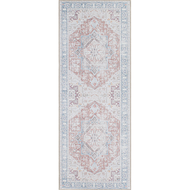 Rashida Oriental Flatweave Performance Machine Washable Rust Area Rug, Runner 2'6" x 7'