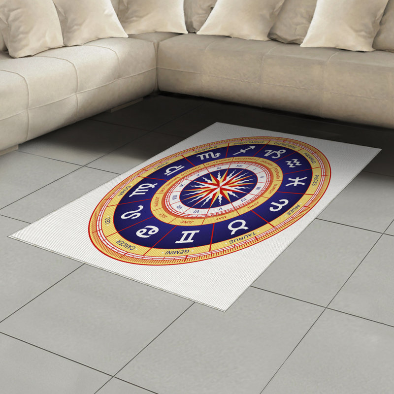 Astrology High Density Long Fiber Poly Threads Decorative Area Rug Carpet, Rectangle 4' x 5'8"