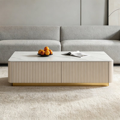 Table basse rectangulaire en pierre frittée