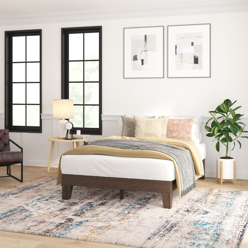 Lit en bois massif, Double, Noyer