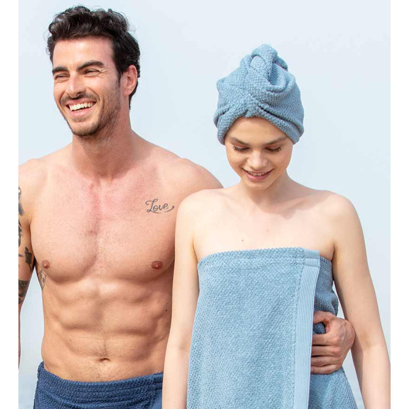 Serviette de bain en coton turc, Bleu