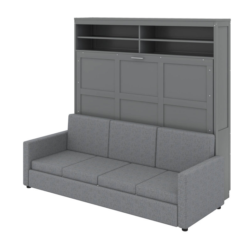 Grand lit escamotable avec canapé, Gris