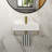 Wall-Mounted Rectangular Ceramic Sink, Bathroom Sink With Towel Bar Overflow And Faucet-120248596