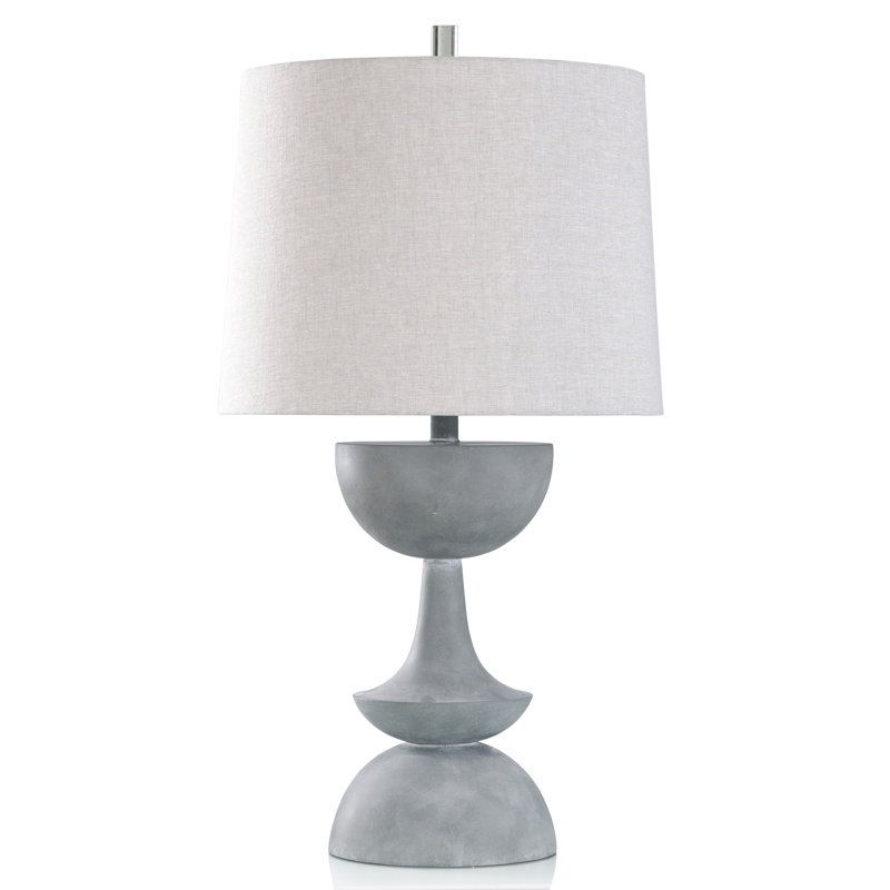 Lampe de table Highgrove - Corps en béton - Abat-jour rigide blanc