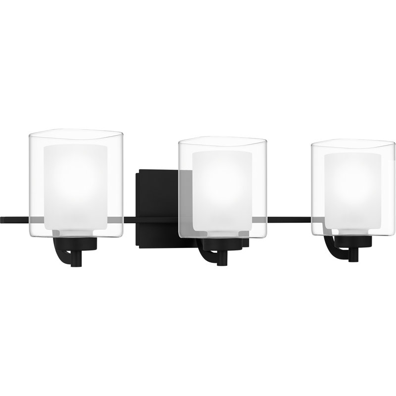 Matte Black 3-Light Vanity with Frosted Glass Shades