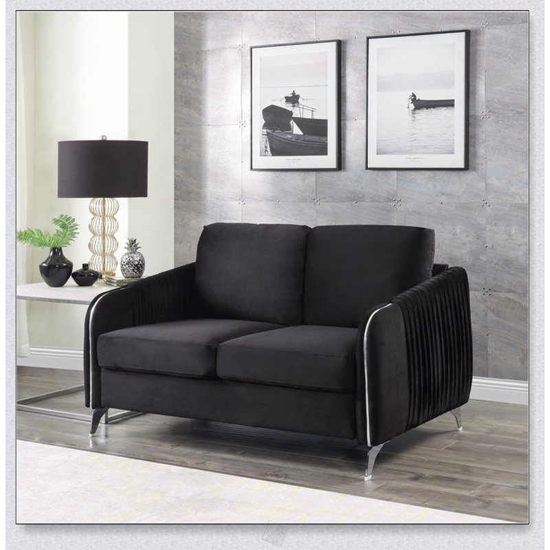 Causeuse moderne chic en velours noir Hadriano